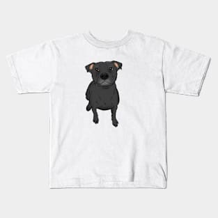 Black Pit Bull Drawing, Sitting Pittie Kids T-Shirt